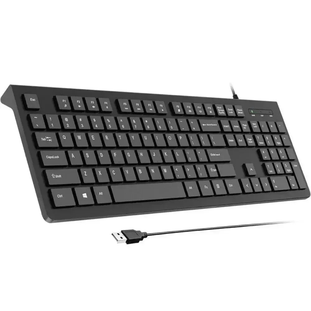 Computer Keyboard Wired Plug Play USB Keyboard‎ Low Profile Chiclet Keys Large - Picture 3 of 7